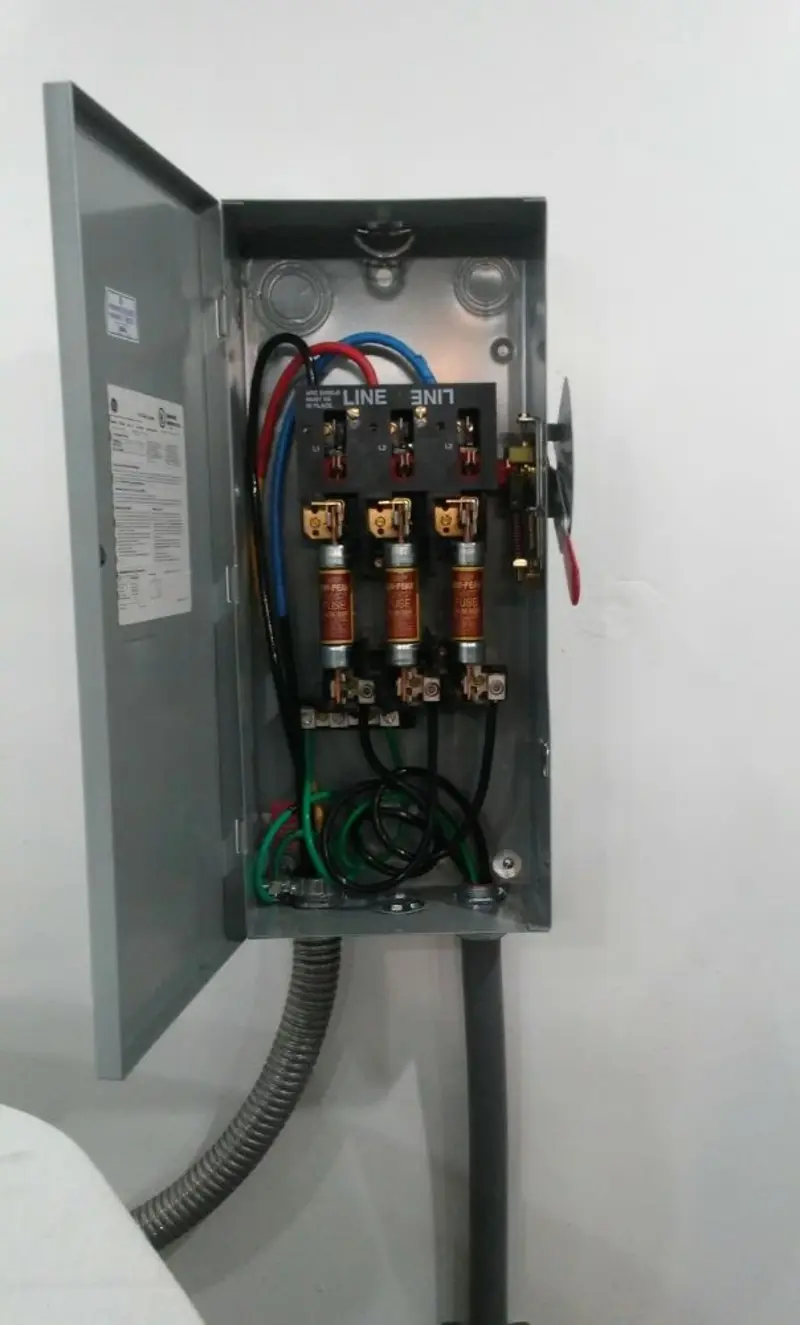 Three-phase disconnect switch installed for Smoke Detector Installation in Landis